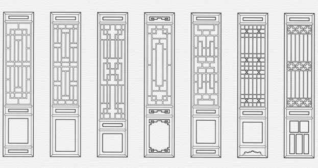 陇县常用中式仿古花窗图案隔断设计图